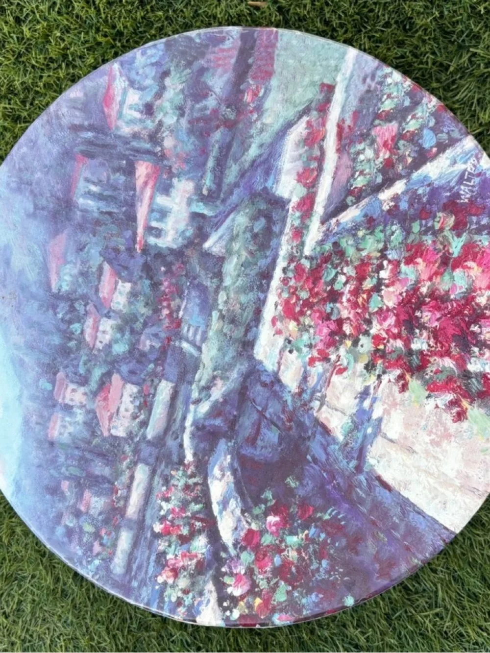 Round Floral Scenic Hat Box
